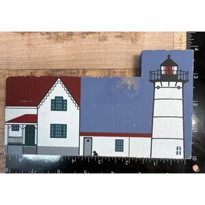Cape Neddick Lighthouse Wooden Plaque Coastal Maine Series 1991 Puppys Tail